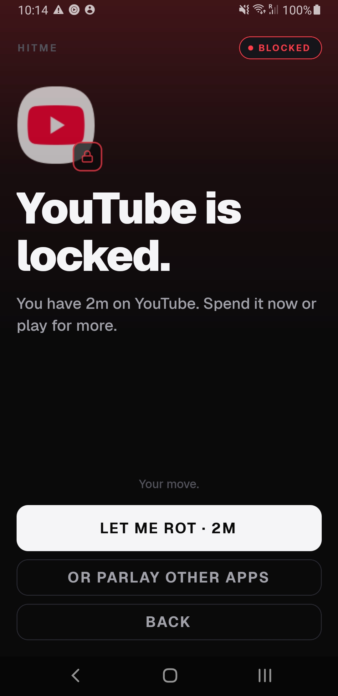 YouTube is locked — spend 2m now or parlay other apps